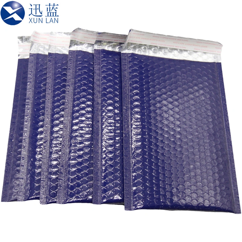 Blaue Metallic Bubble Bag Custom Printed Aluminium Folie Padded Express Tasche Laminiertes Material