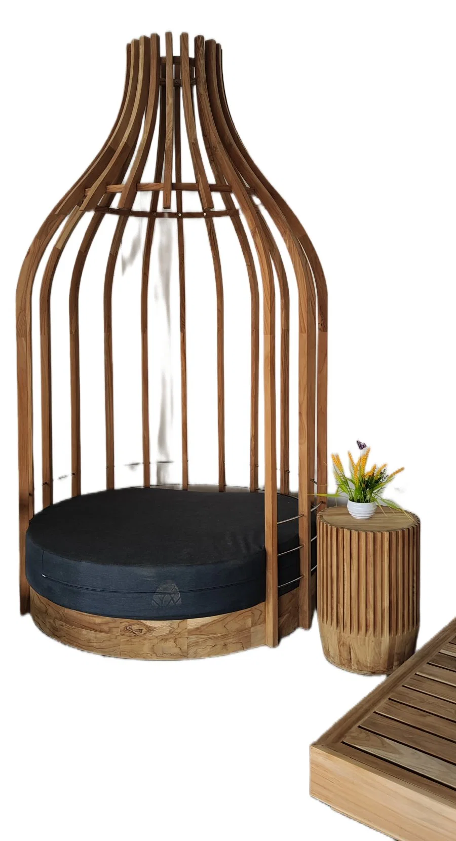 Contemporary All Weather Teak Wood Swivel Lounge Chair Furniture Patio Garden Outdoor Sofa Set