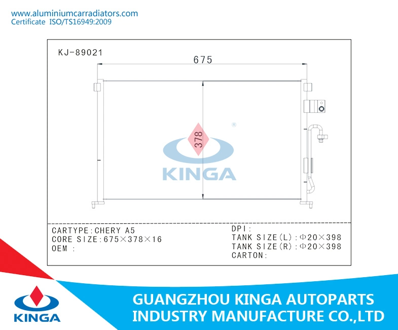 Condensador de Aluminio de Enfriamiento Automá Tico PARA Chery A5