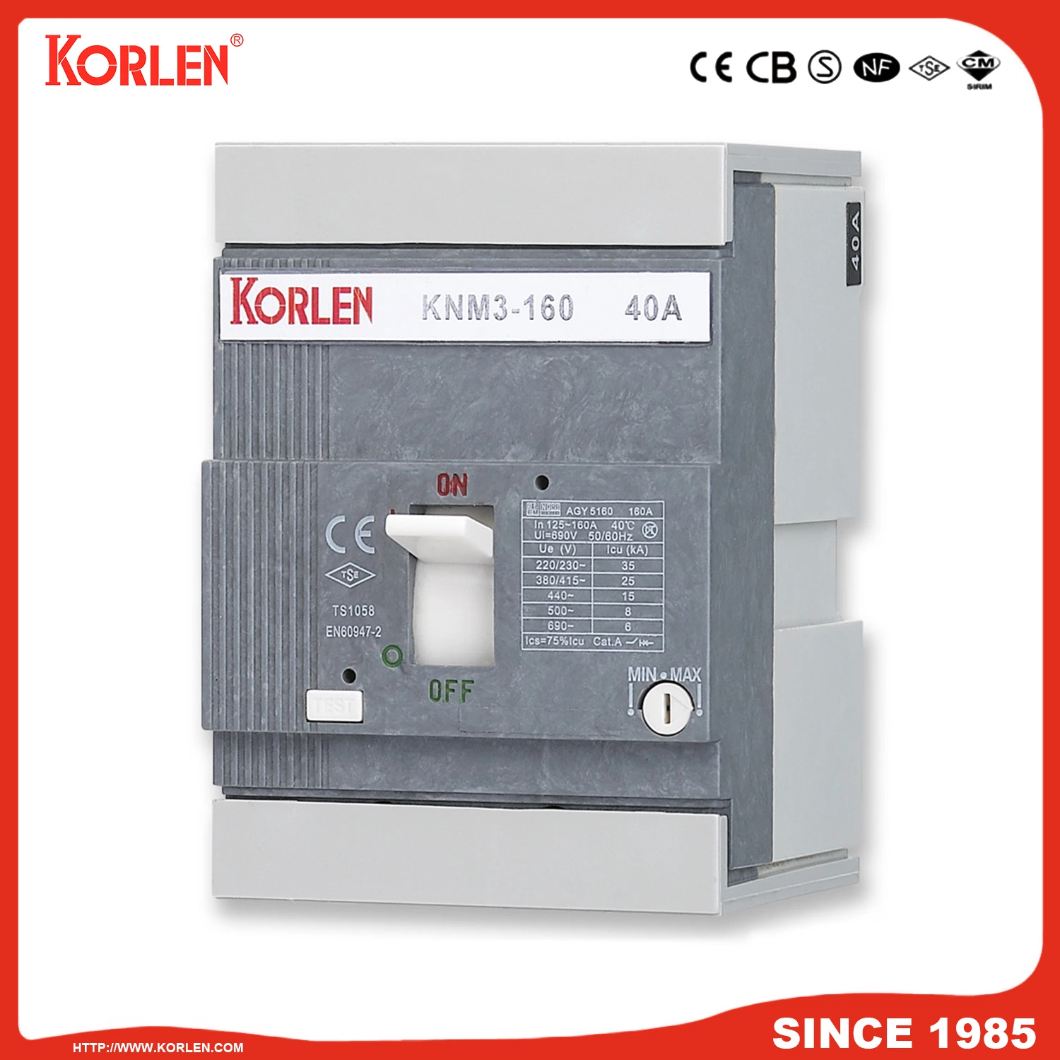 Circuit Breaker MCCB, Moulded Case Knm3
