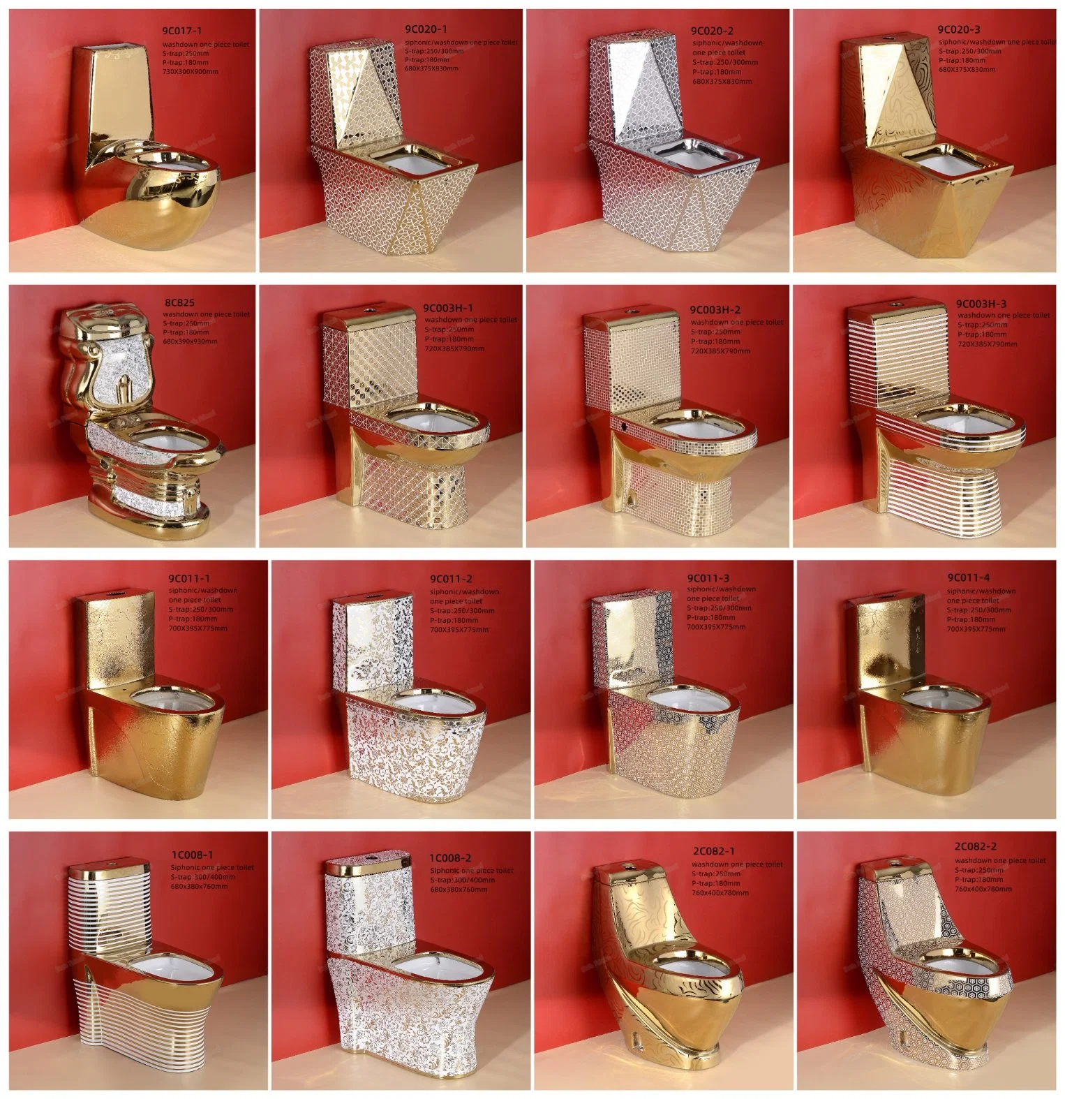 Mosaic Hotel Custom Gold Color Toilet Washdown One Piece Toilet Porcelain Ware Face Pedestal Basin Floor Mounted Toilet