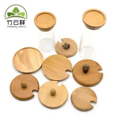 Uma variedade de tampas decorativas de bambu de cor natural para jarros de caneca, copo de vidro copo copo copo copo copo copo copo copo copo copo copo copo copo copo copo copo copo copo copo copo de madeira