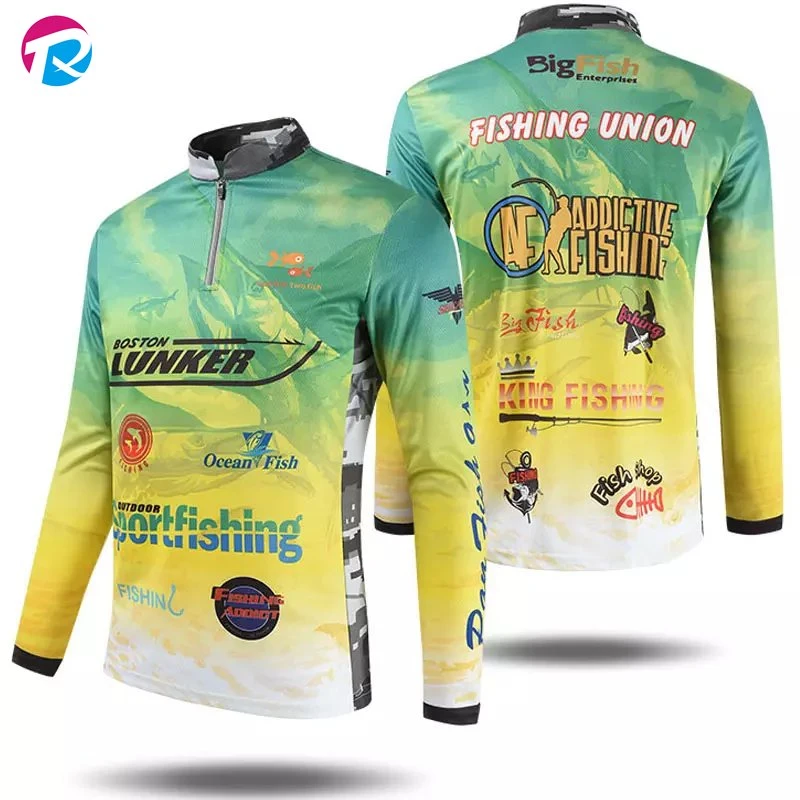 Commerce de gros de l'usure de la pêche personnalisés Sublimation UV Protection UPF 50 Long Sleeve Hoodies chemise Sun Vêtements de protection de la pêche