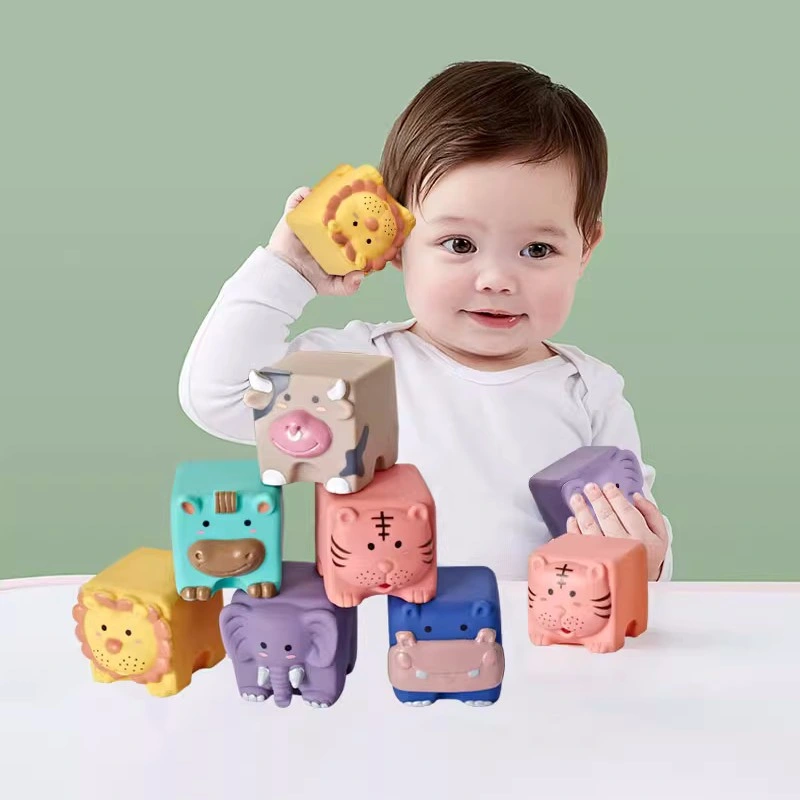 Blocs de construction en caoutchouc souple bébé 0-1 ans silicone souple Jouet animal