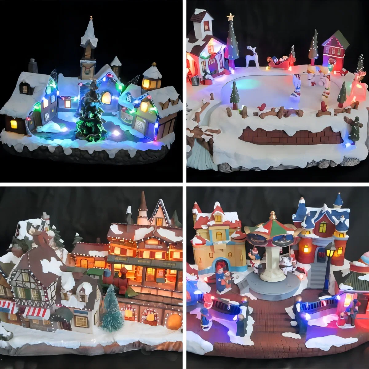 Fábrica OEM Casa de Navidad personalizada Regalo de vacaciones Polyresin LED Luz Casa Modelo edificio miniatura resina Navidad Casa de pueblo Fabricante en China