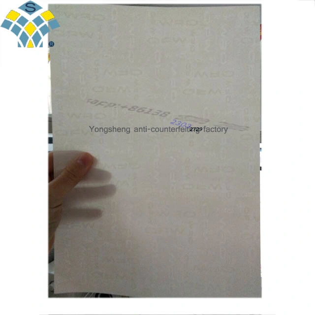 White Watermark Paper Ticket/Coupon Voucher Certificate Security Fiber Thread Paper