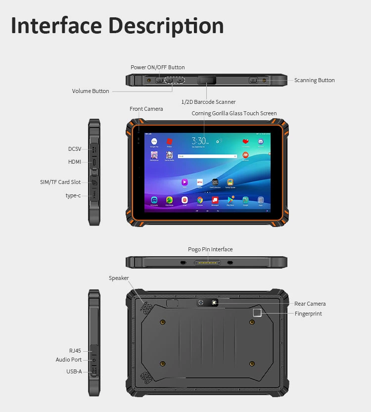 Android robuste Tablet PC Industrie-Tablet 8 10,1 Zoll 6GB 128GB IP67 Wasserdichte Unterstützung Windows Scanner Industrie robuste Tablet PC