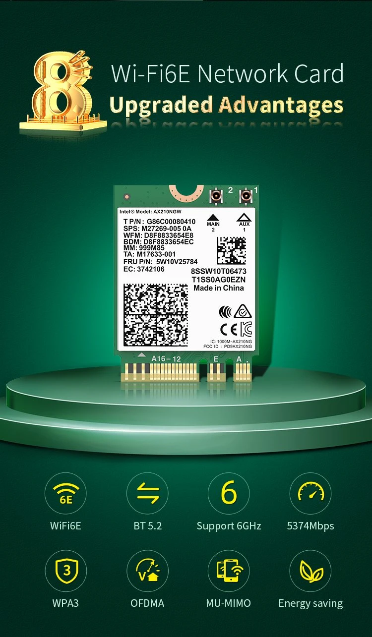 CF-AX210-M 5374Мбит/с WiFi 6e Bluetooth 5.2 адаптер WiFi Pcie беспроводной сетевой платы сетевого адаптера WiFi-КАРТОЧКИ 2