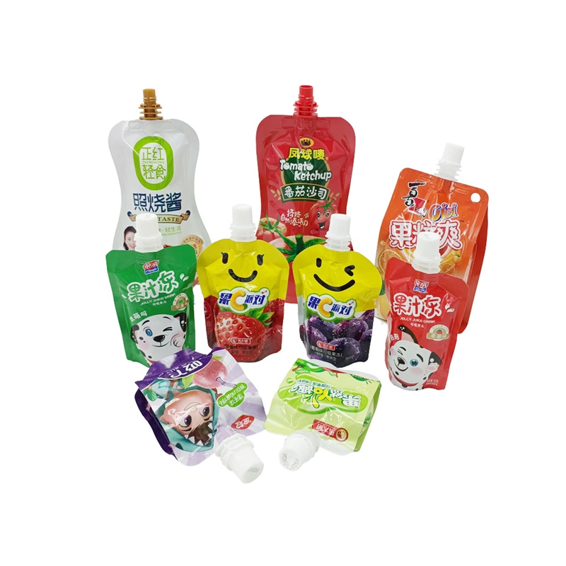 Costom Printed Transparent Liquid Spout Bag Stand up Pouch Packaging Pouch for Juice, Milk, Wine, Oil, Beverage Package.