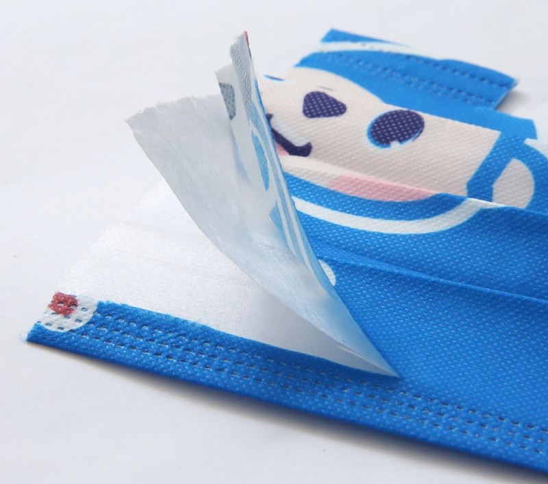 3ply Masque de protection antipoussière médicale et chirurgicale des gros Non-Woven Kid Cartoon imprimé bleu Types Fashion Bouclier Bleu faciale masque jetable