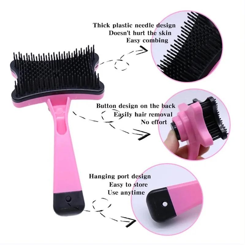 Pet Grooming Brush Self Cleaning Automatically Dog Cat Slicker Brush Remove Dog Hairs Pet Comb