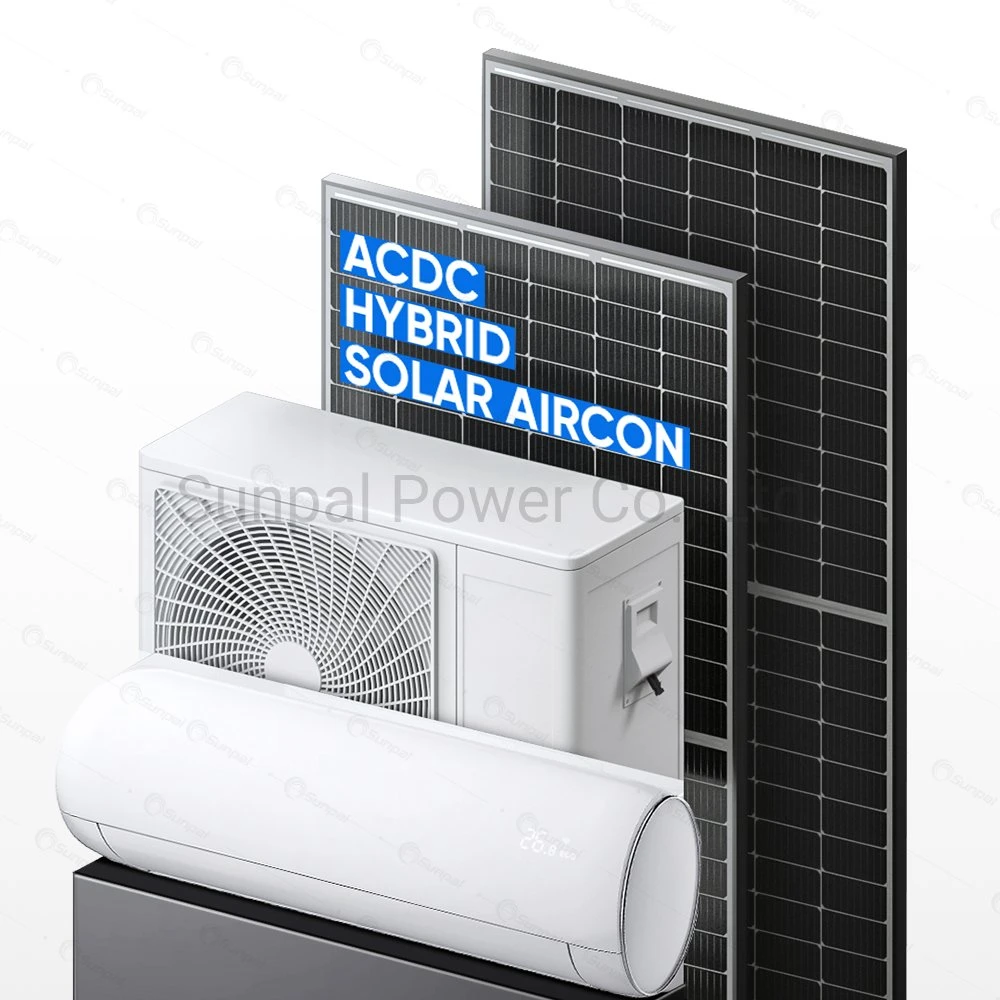 100% AC DC Hybrid Solar Powered Inverter Air Conditioner Heat Pump System Prices Room Office House and Home Use