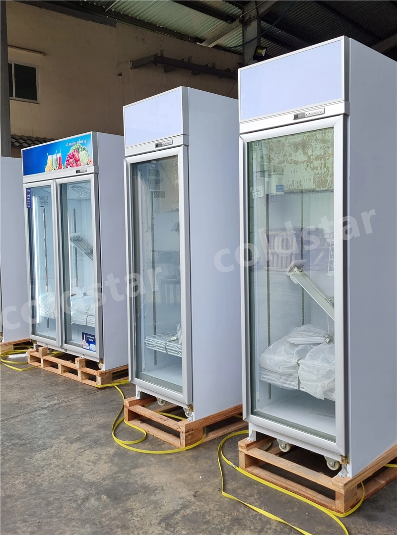 Commercial Single Door 500L Vertical Transparent Glass Refrigerated Showcase Fridge Chiller