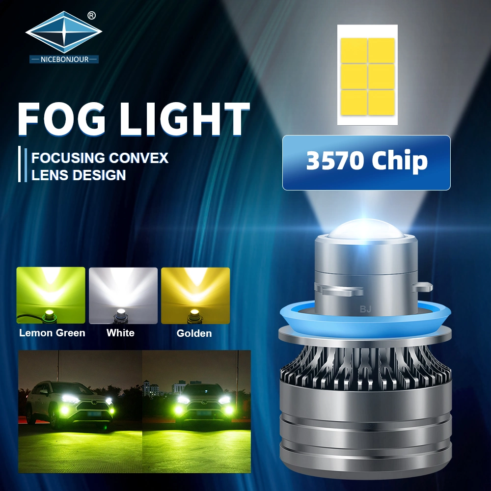 LED Headlight Car Projector Lens Three Colors Headlamps 3570 Csp Chip Laser LED Headlights H4 H7 9005 9006 H11 Fog Light