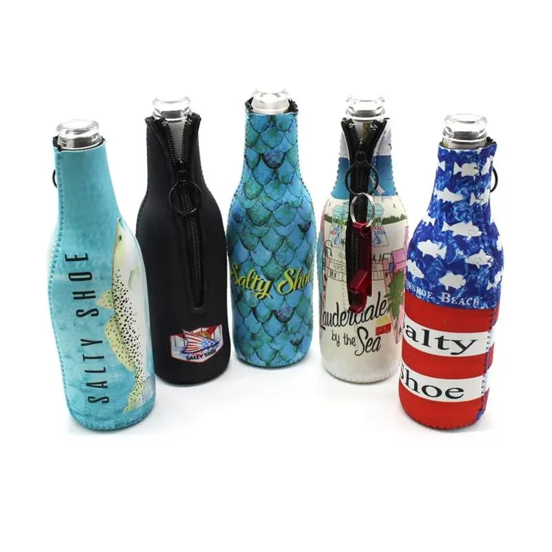 Custom Design 12 Oz Neoprene Beer Bottle Cooler Sleeve Insulated with Zipper