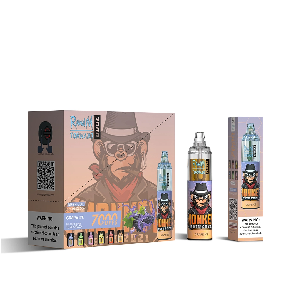 Grosses bouffées 5% nicotine Vape jetable cigarette électronique Randm Tornado 7000 Puffs Lux Design