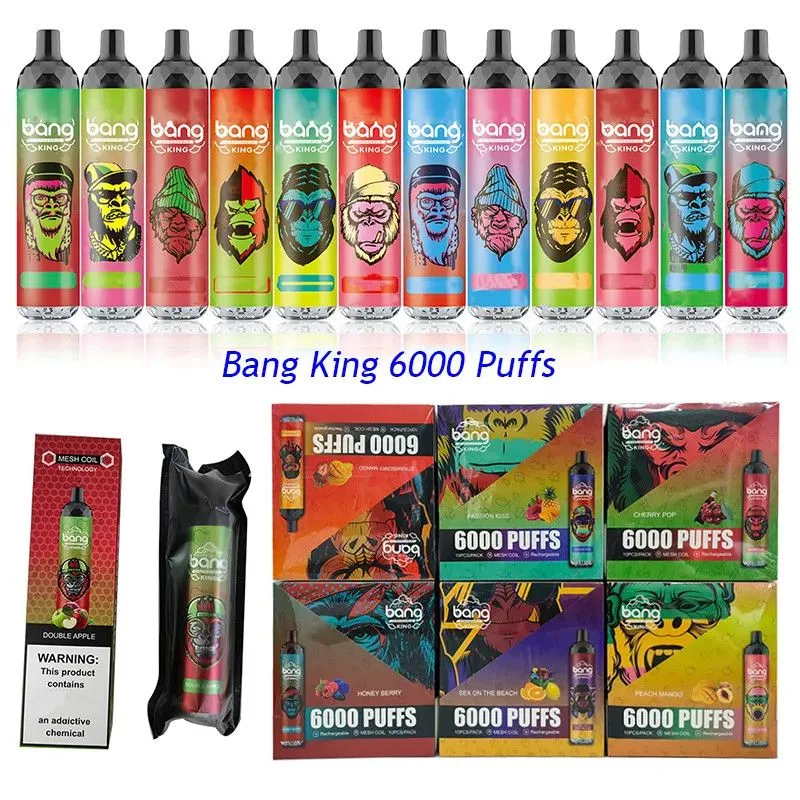 2023 E-cigarrillo desechable Puff Vape vaporizador Bang Bang de pluma XXL Rey 6000 puff con líquido de sabor Pre-Filled 22