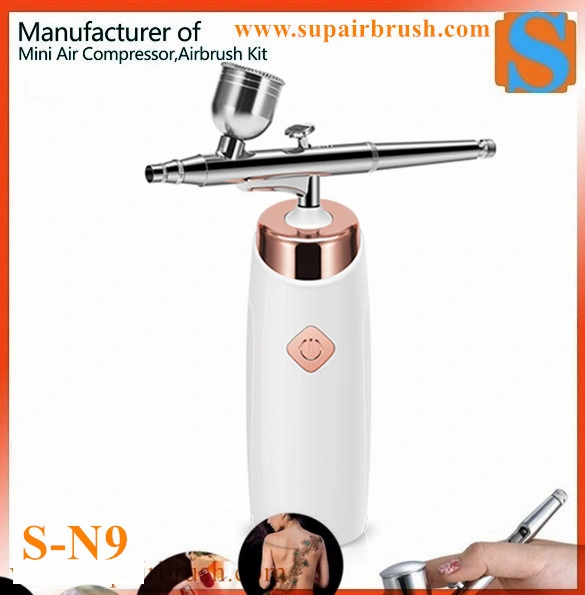 Sonda de oxigénio da água de injeção da máquina Vaporizador Facial Carregamento USB Makeup Airbrush Oxigénio Kit hidratante facial a máquina