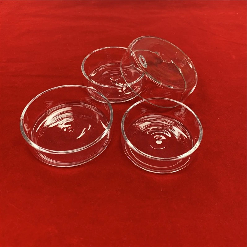 Heat Resistance Purity Customize Melting Round Clear Fused Silica Quartz Glass Petri Dish with Cover