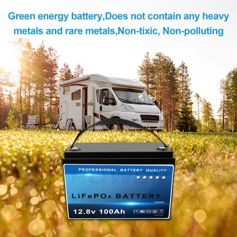 12V100ah batería de larga duración LiFePO4 para RV &amp; Remolque de viaje