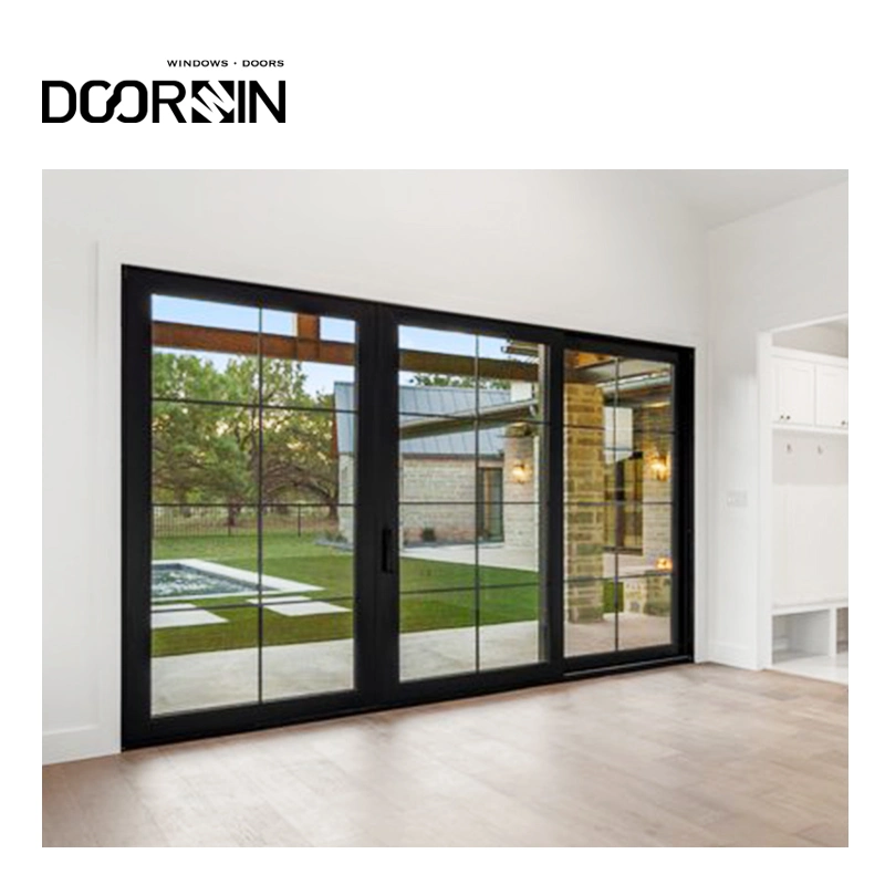 Doorwin Modern Wholesale/Supplier Price Aluminum Alloy Tempered Glass Windows and Doors with Grill Design Steel Aluminum Metal Black Lift and Sliding Door