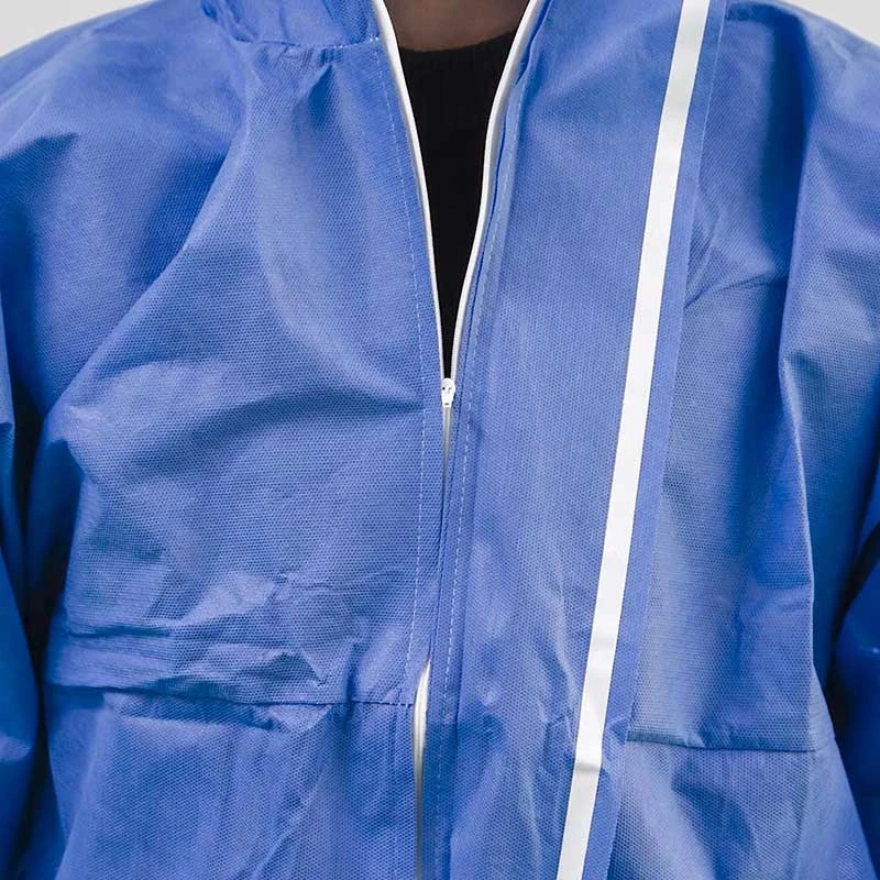 Non Woven 3ply Waterproof Painting Workwear Hooded Protective Clothing SMS Blue Dust-Proof Clothes Free Sample Supply