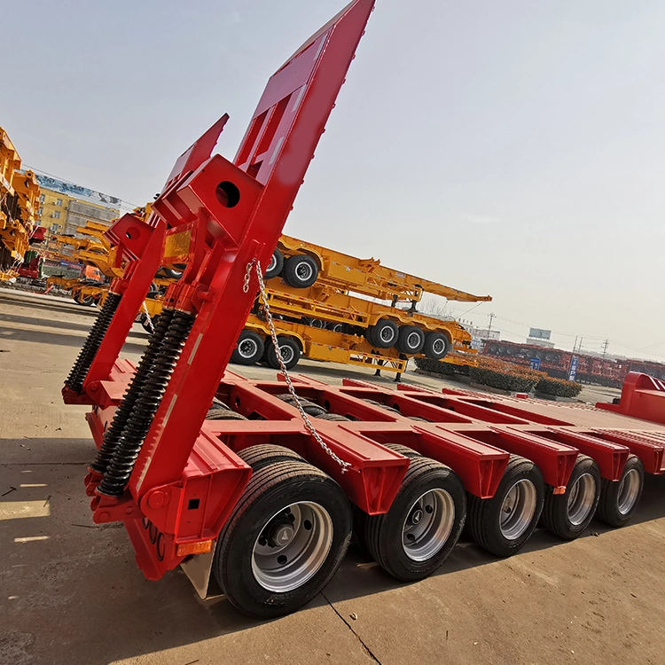 Luen Best Load Transport Vehicle Gooseneck 100t Low Bed Truck Trailer