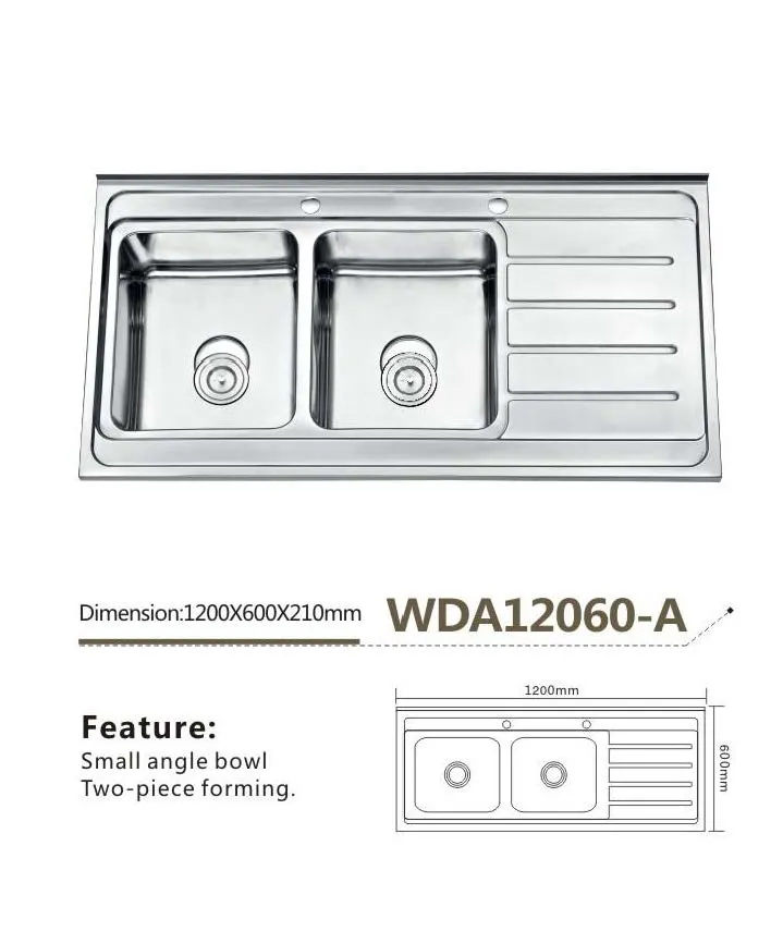 Kitchen Sink Factory Double Bowl Single Drain Stainless Steel Sink