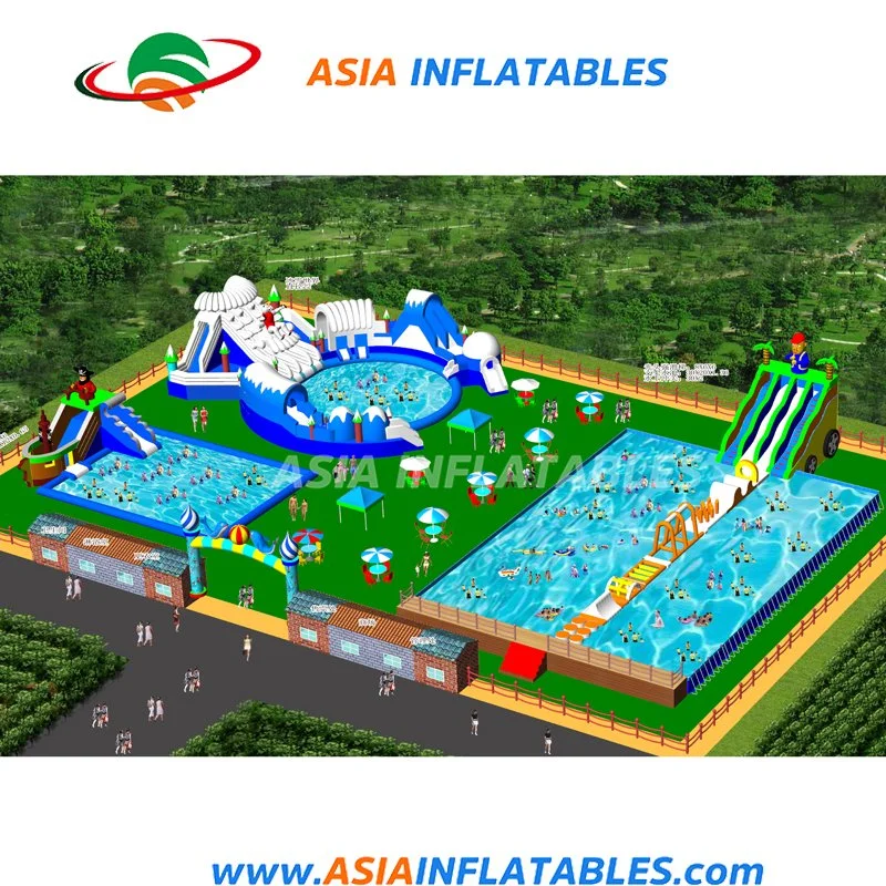 Ground Inflatable Water Amusement Park with Inflatable Water Slip N Slide