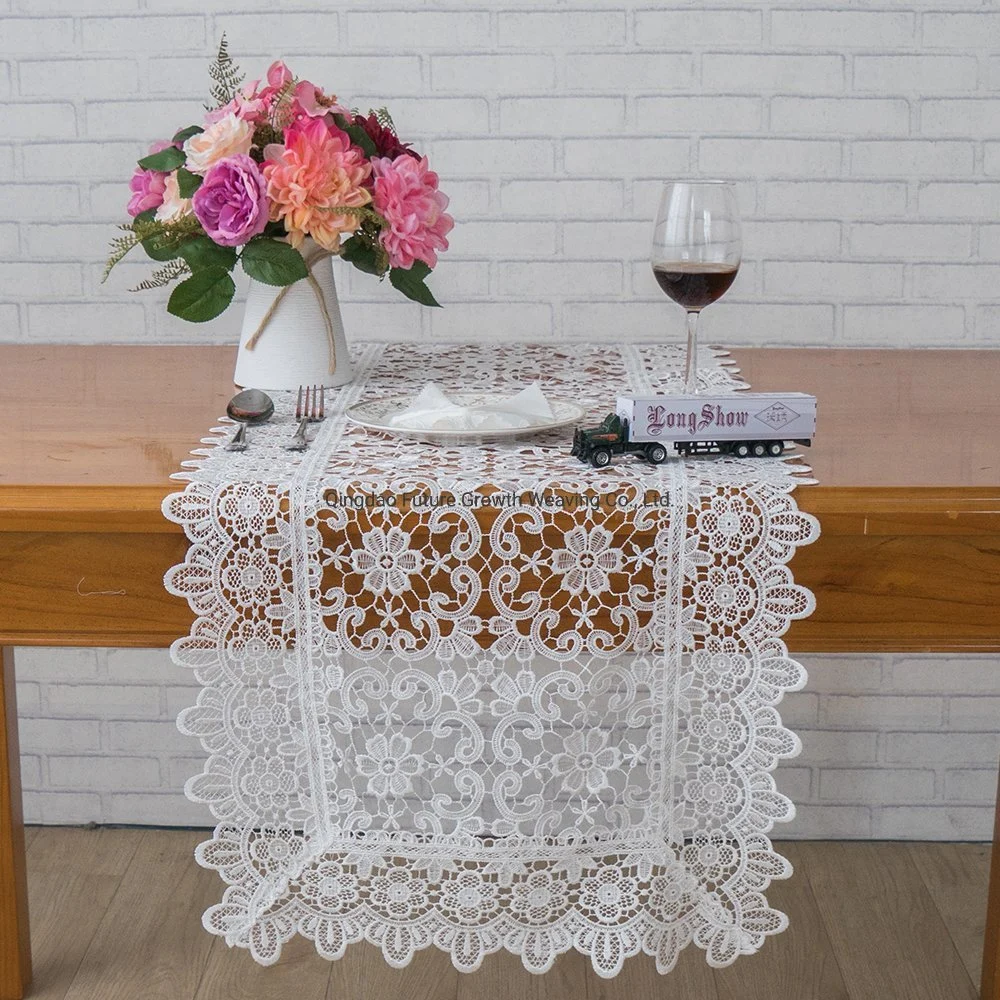 Cute White Organza Lace Embroidery Place Mat, Napkin Box, Table Runner, Tablecloth