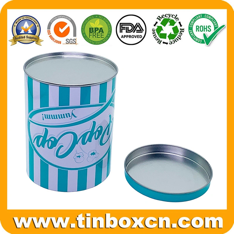 0.5 Gallon Small Round Metal Popcorn Tin Can with Lid