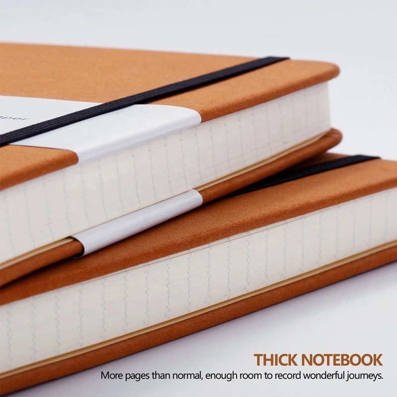 Customized Design Classic Luxury Leather PU Thick Writing Notebook with Pen Loop Elastic Closure