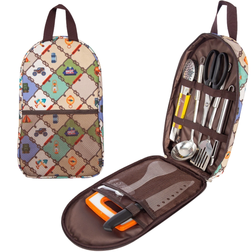 Ustensiles de cuisine barbecue pique-nique Camping Matériel de cuisine ensemble complet de planche à découper de camping Sac de rangement de couvrir la Vaisselle de plein air jeu portable BL23129