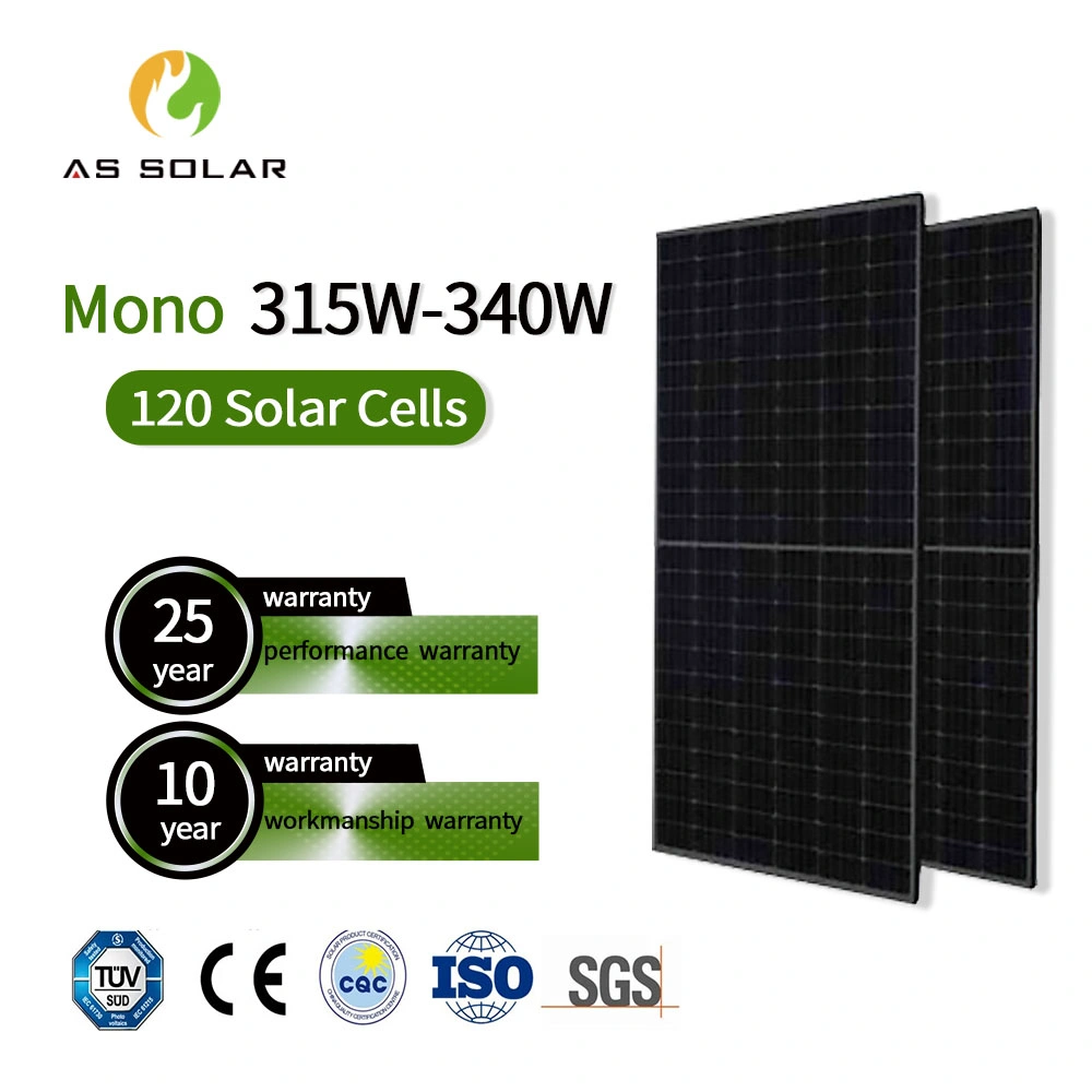 Negro completo Poli de silicona PV de mayor eficiencia y Monocristalina Solar Panel sistema de energía solar para el hogar 335W 340W 345W 350W