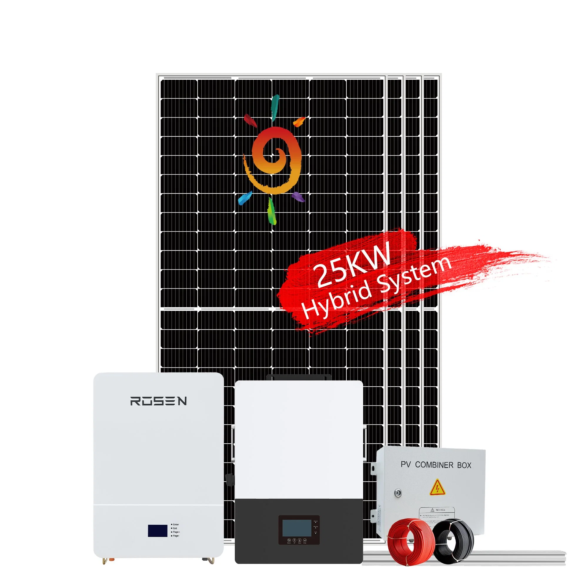 Sistema de almacenamiento de energía Rosenpv 25kw 30kW 50kW 100kw contenedor híbrido Uso exterior de ESS