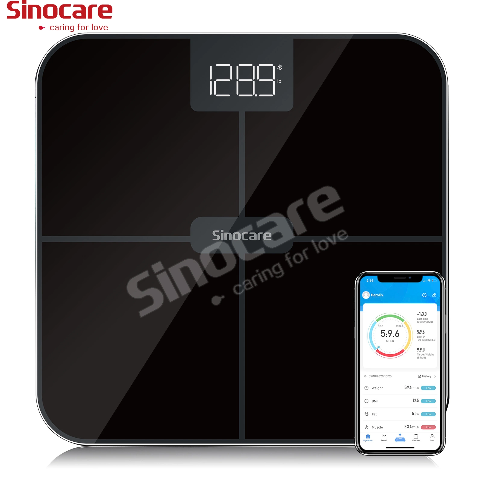 Sinocare Bathroom Scale Body Weighting Household Scale Digital Body Scale Battery Power