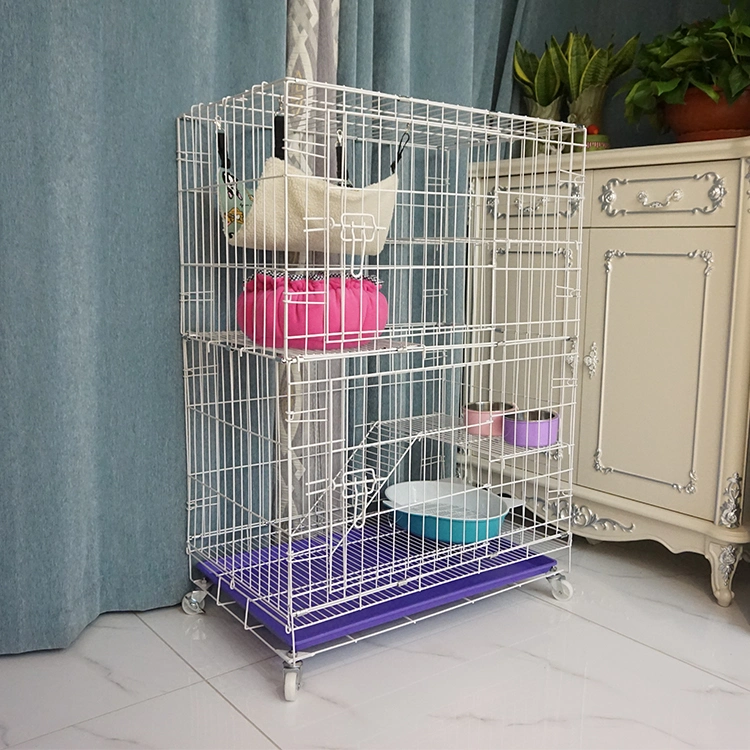Factory Cheap Indoor Outdoor Metal Large Stainless Steel Wire Pet Cat Villa House Cage Foldable