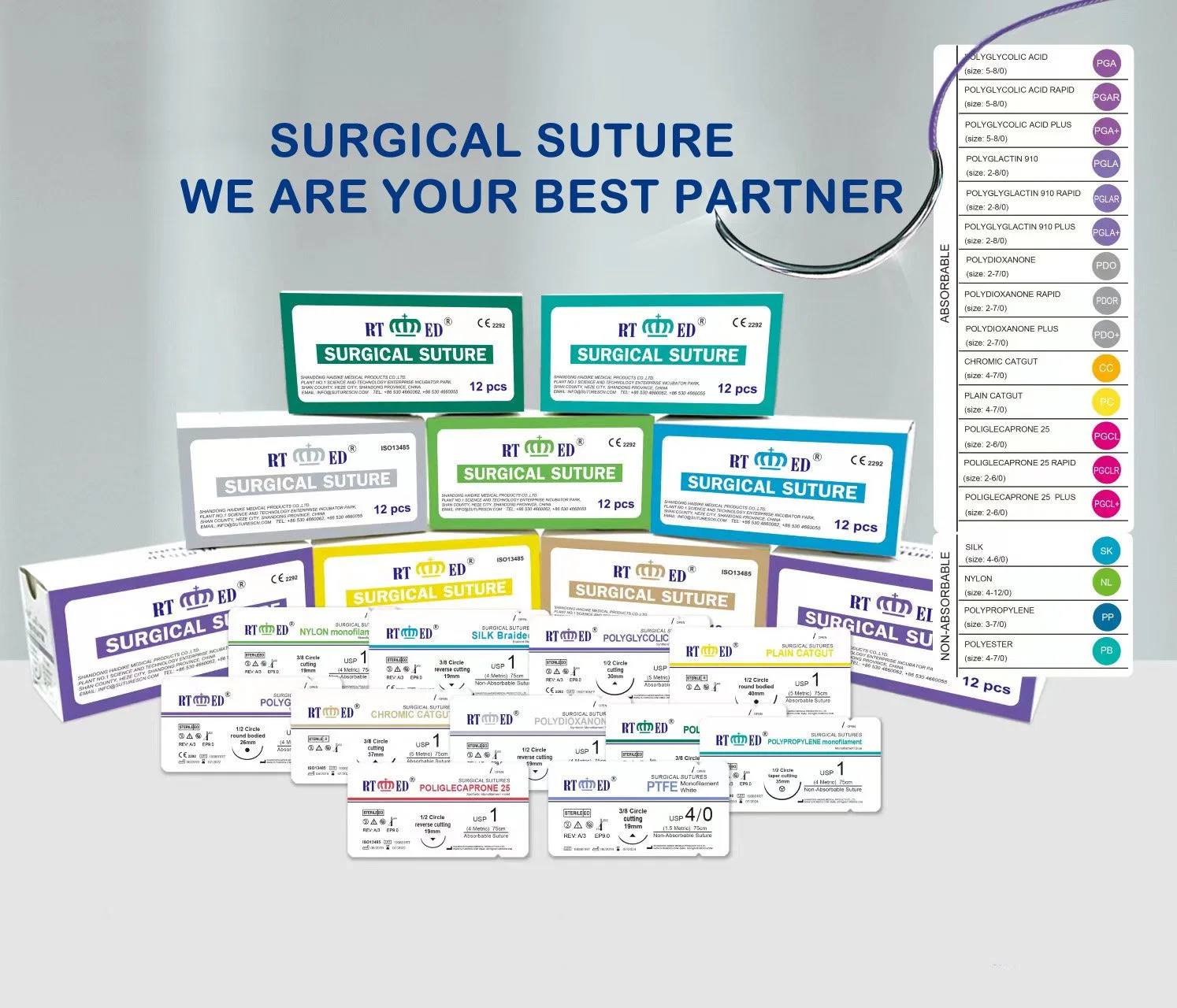 Dispositif médical Suture chirurgicale Suture polyglactine résorbable Produits médicaux Pgla