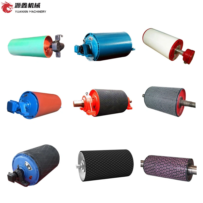 Material Handling Belt Conveyor Machinery Parts Smooth Rubber/Steel/Nylon Roller/Drum Pulley with Transmits Power for Cement, Mining and Construction