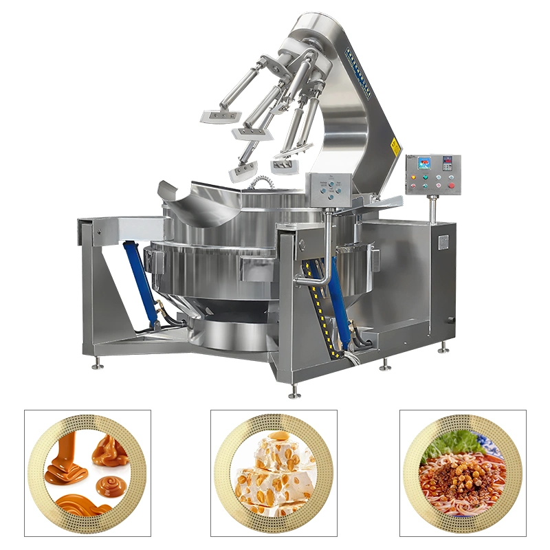 China Big Industrial Comercial Automático MultiPlanetário inclinação Curry Chili Mistura de pasta de feijão fazendo gás elétrico vapor Louisiana enchendo cozinhar Equipamento