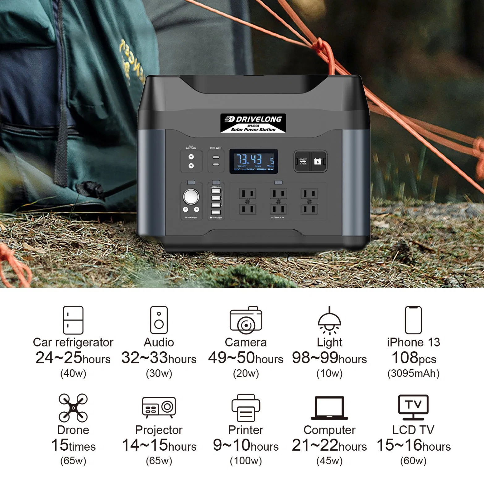 Multifunction Solar Generator EU USA Plug 1000W Best Rated Solar Shenzhen Portable Power Station for Outdoor Camping