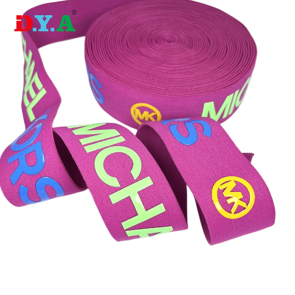 Logotipo personalizado impreso de silicona elástico nuevo diseño de la banda elástica de tejido de nylon para cinturón.
