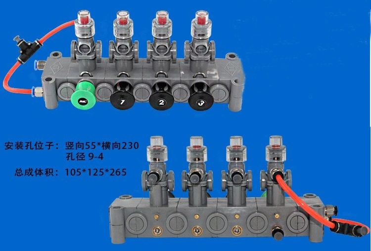 Pneumatischer Schalterblock aus PVC für Tankwagen mit 3 Fächern (Pneumatischer Kunststoff-Steuerblock)