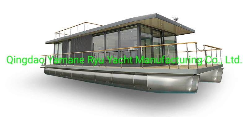 Boat Manufacturer House Yacht 11m 36FT Glass House Welded Aluminum 5083 Pontoon House Boat