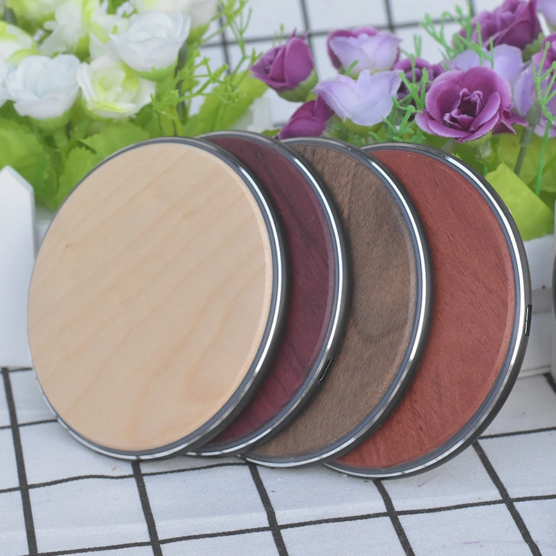 15W Metal Base with Wooden Wireless Charger Aluminum Alloy Solid Wood Wireless Charger Bamboo Wood Creative Mobile Phone Fast Charger