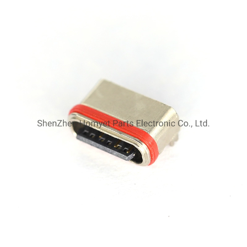 Female USB Connector 6p Patch All Metal Waterproof Sealing Ring Connector Female Base