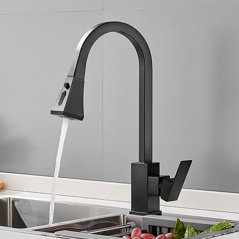 Cromo y negro de alta calidad moderno de lujo retirada Smart Touch grifo de cocina de inducción ajustable