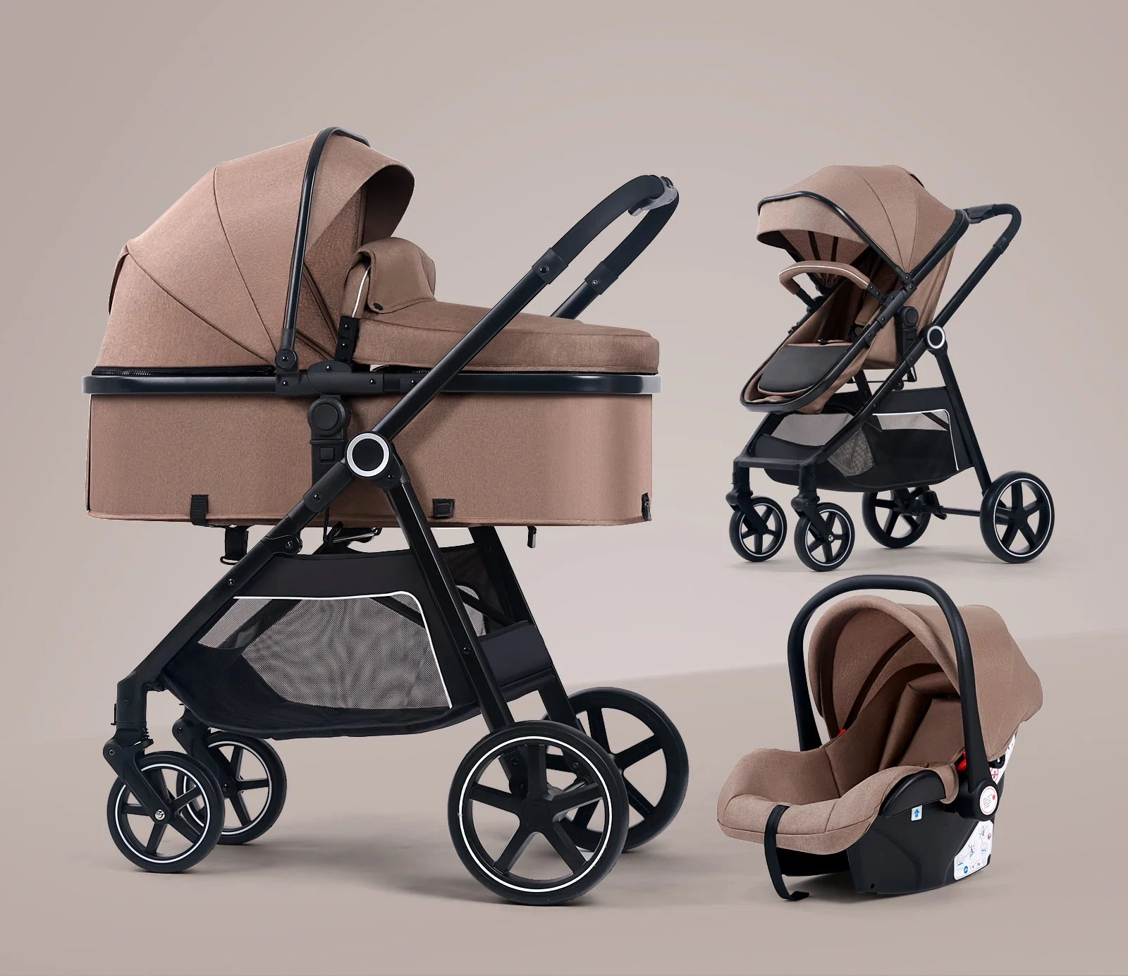Foldable Reversible Seat Baby Pram One Button Folding Stroller