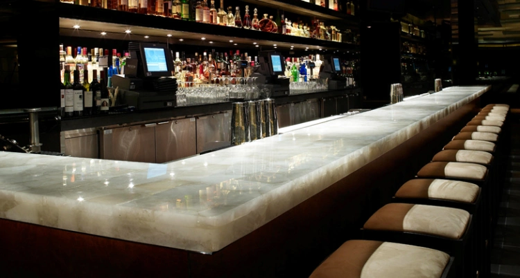 Translucent Stone Natural White Onyx White Crystal Bar Table