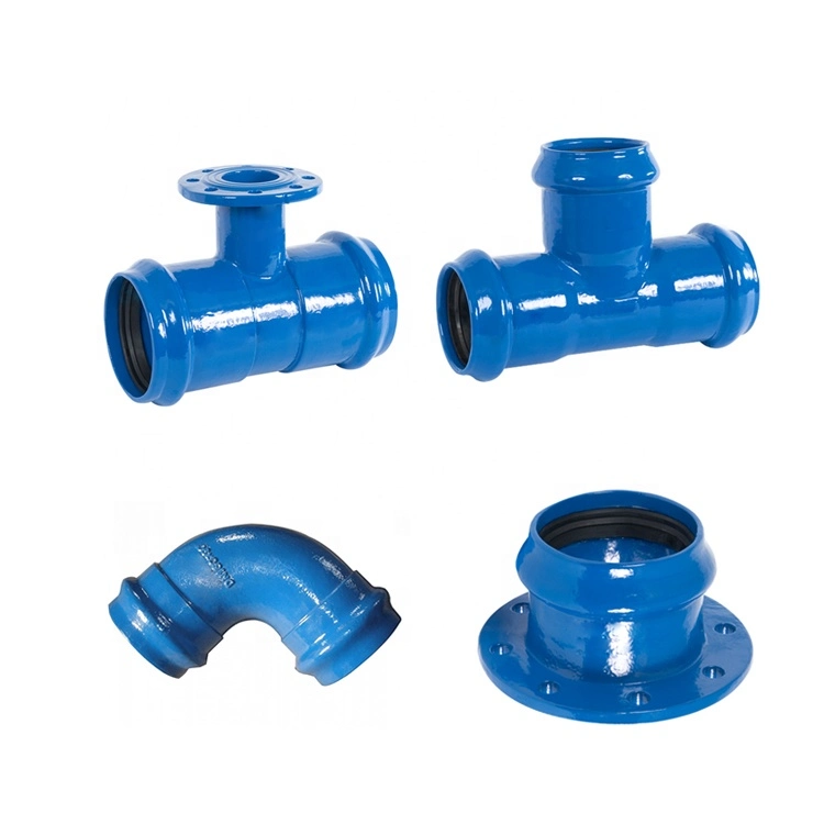 En 545 Ductile Iron Casting Di PVC Pipe Fitting Double Socket Tee with One Flange